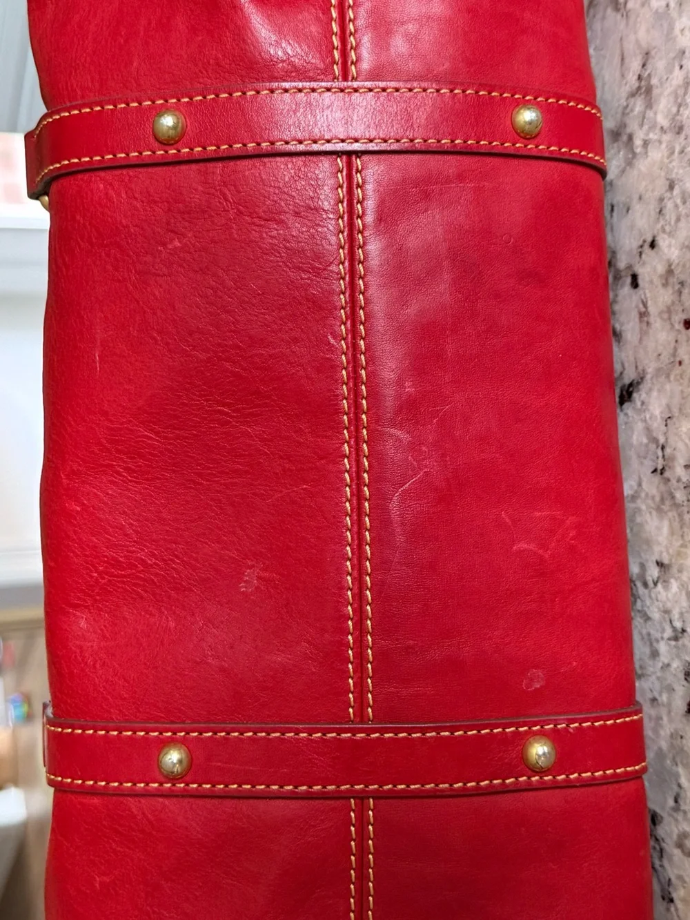Dooney & Bourke Florentine Satchel Large Handbag Bright Red Leather